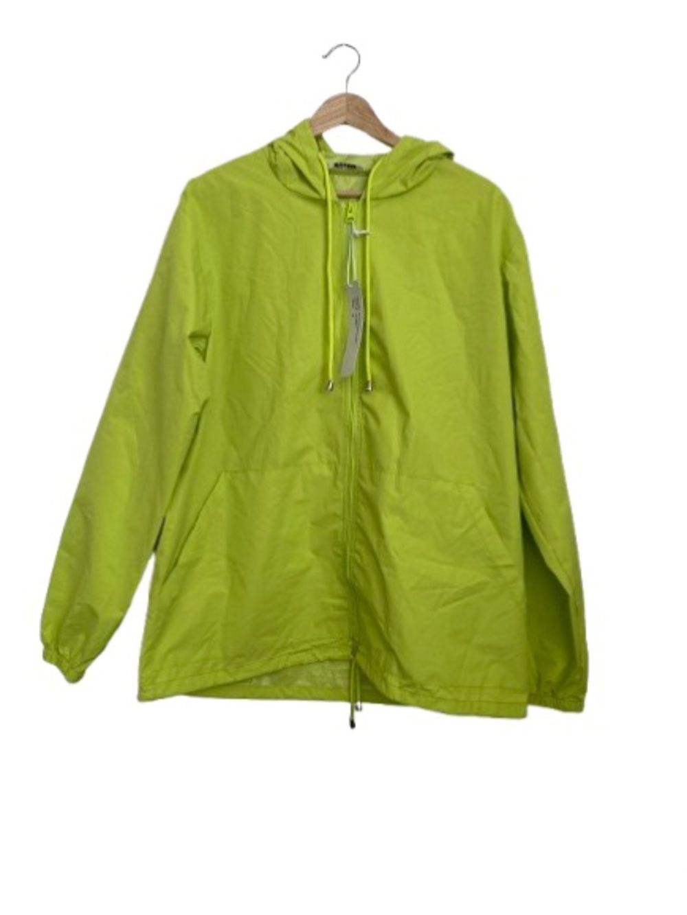 NWT UIQUR Fluorescent Neon Green Hooded Windbreaker Jacket Size M